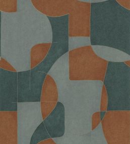 Op'art Wallpaper by Casadeco Vert / Cuivre