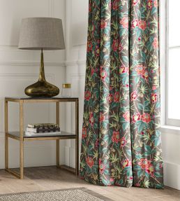 Oriental Peony Fabric by Warner House Charcoal