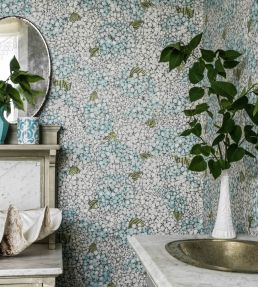 Ortensia Wallpaper by Cole & Son Blue & Cream