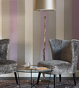 Dulwich Stripe Vinyl Wallpaper by Osborne & Little Beige/Pale Gilver