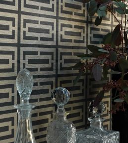 Kikko Trellis Vinyl Wallpaper by Osborne & Little Linen/Pale Gilver