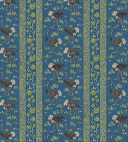 Ostrich Stripe Wallpaper by Josephine Munsey Bright Blue