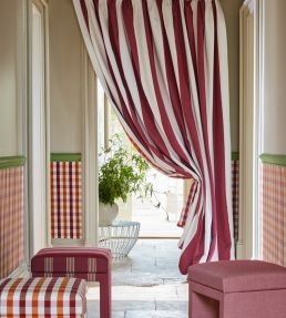 Paint Pot Check Fabric by Ian Mankin Claret/Rust