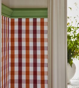 Paint Pot Check Fabric by Ian Mankin Claret/Rust