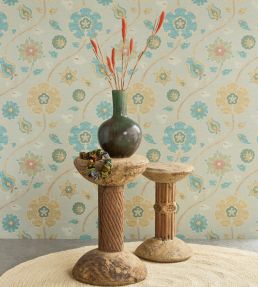 Indira Wallpaper by Eijffinger Celadon/Turquoise