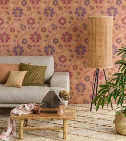 Indira Wallpaper by Eijffinger Olive/Mauve