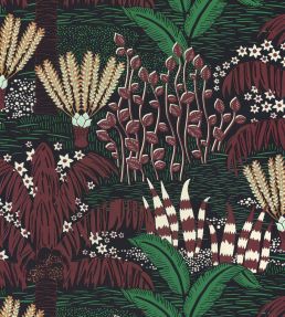 Palmeraie Wallpaper by Caselio Noir Bordeaux