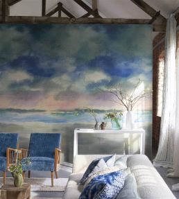Paysage Marin Grasscloth Mural by Designers Guild Sky