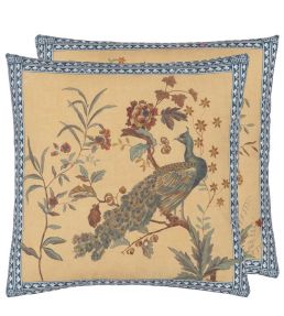 Peacock Toile Cushion 50 x 50cm by Designers Guild Sepia