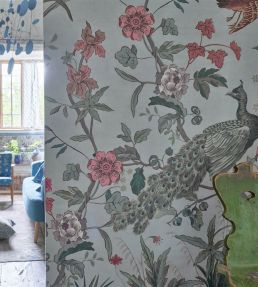 Peacock Toile Scene 1 Mural by Designers Guild Sky Blue