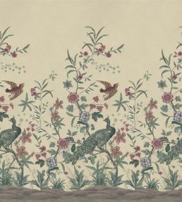 Peacock Toile Scene 1 Mural by Designers Guild Parchment