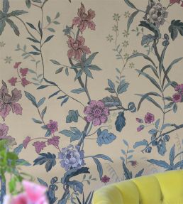 Peacock Toile Scene 2 Mural by Designers Guild Sky Blue