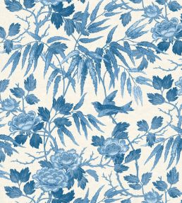 Peonies Fabric by Warner House China Blue