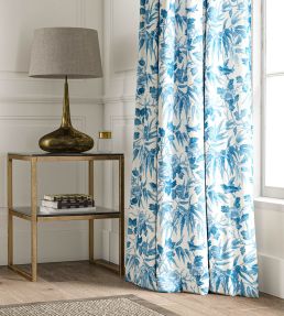 Peonies Fabric by Warner House China Blue