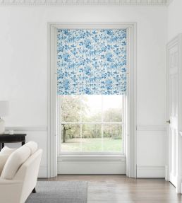 Peonies Fabric by Warner House China Blue