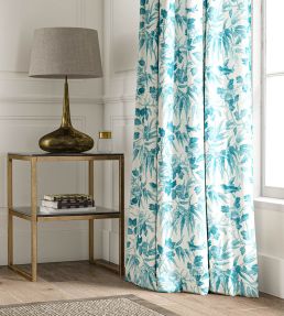 Peonies Fabric by Warner House Teal