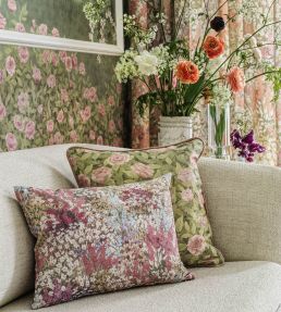 Petite Fleur Linen Union Fabric by Cole & Son Cerise & Eau de Nil
