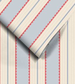 Pin Up Stripe Wallpaper by Woodchip & Magnolia Red Blue