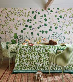 Pinetum Stripe Fabric by Sanderson Sap Green