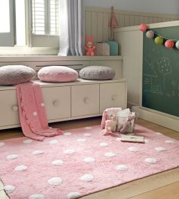 C-00081-Polka Dots-Rugs-Pink-White Pink-White
