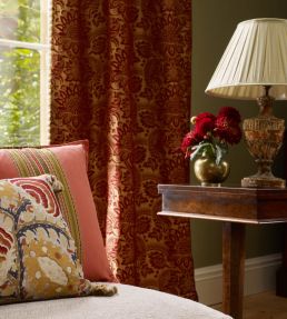 Pomegranate Brocatelle Fabric by Zoffany Cochineal