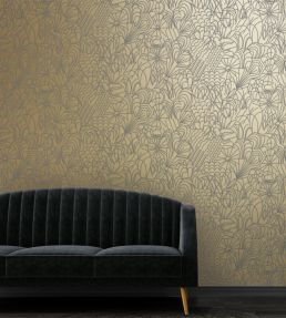Pop Lustre Wallpaper by Erica Wakerly Grey Flock/Gold Lustre