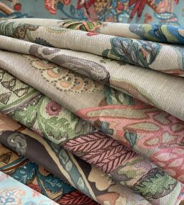 Poppinjay Linen Fabric by Ian Sanderson Copper Grey
