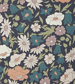 Poppy Meadowfield Wallpaper by Liberty Pewter Blue