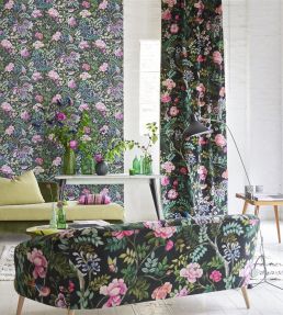 Porcelaine de Chine Velours Fabric by Designers Guild Noir