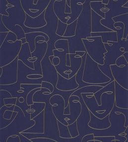 Portrait Wallpaper by Casadeco Bleu / Beige