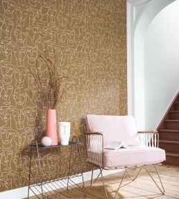Portrait Wallpaper by Casadeco Beige