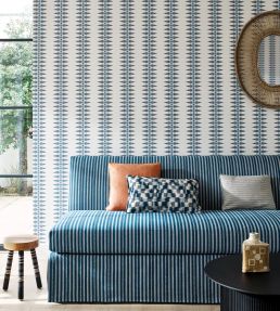 Priya Stripe Wallpaper by Jane Churchill Aqua
