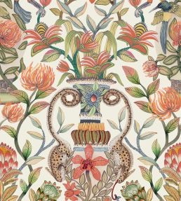 Protea Garden Wallpaper by Cole & Son Olive Green & Tangerine on White