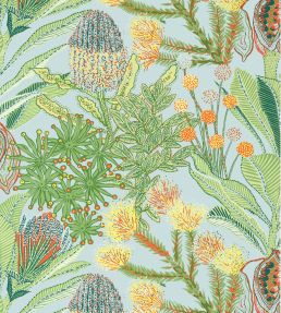 Protea Wallpaper in Blue by Thibaut | Jane Clayton