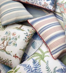 Purbeck Stripe Fabric by Baker Lifestyle Red/Blue