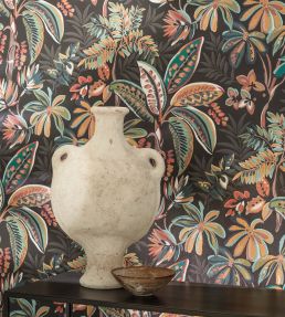 Ravenala Wallpaper by Osborne & Little Charcoal/Blush