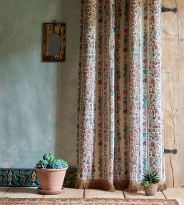 Ravi Ribbon Fabric by Lewis & Wood Pistachio Rose