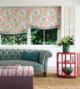 Ravi Stripe Fabric by Jane Churchill Teal/Green