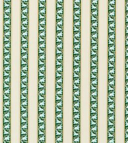 Red Car Stripe Fabric by Morris & Co Forest/Linen