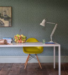 Renaissance Leaves Wallpaper by Farrow & Ball Green Smoke / Pink Cup