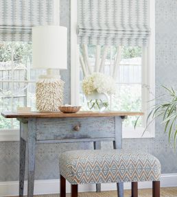 Reno Stripe Fabric by Thibaut Coral