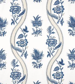 Ribbon Floral Fabric by Thibaut Blue and White