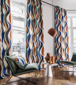 Ritournelle Fabric by Casamance Ocre / Vert Imperial