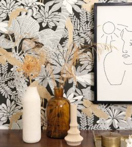 Riviera Wallpaper by Caselio Noir Cuivre