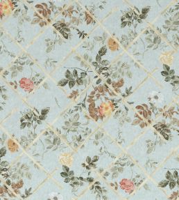 Rose Trellis Fabric by Madeaux 02 Duck Egg