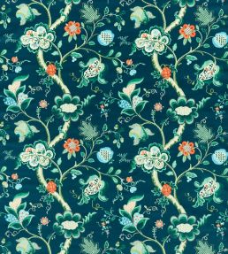 Roslyn Velvet Fabric by Sanderson Eucalyptus/Rowan Berry