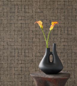 Rustic Check Wallpaper by Eijffinger Black