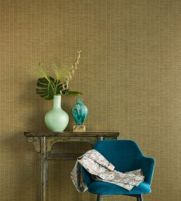 Rustic Stripe Wallpaper by Eijffinger Green