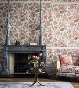 Samode Wallpaper by Osborne & Little Charcoal/Eucalyptus
