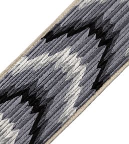 Flame Embroidered Border Trimming by Samuel & Sons Obsidian